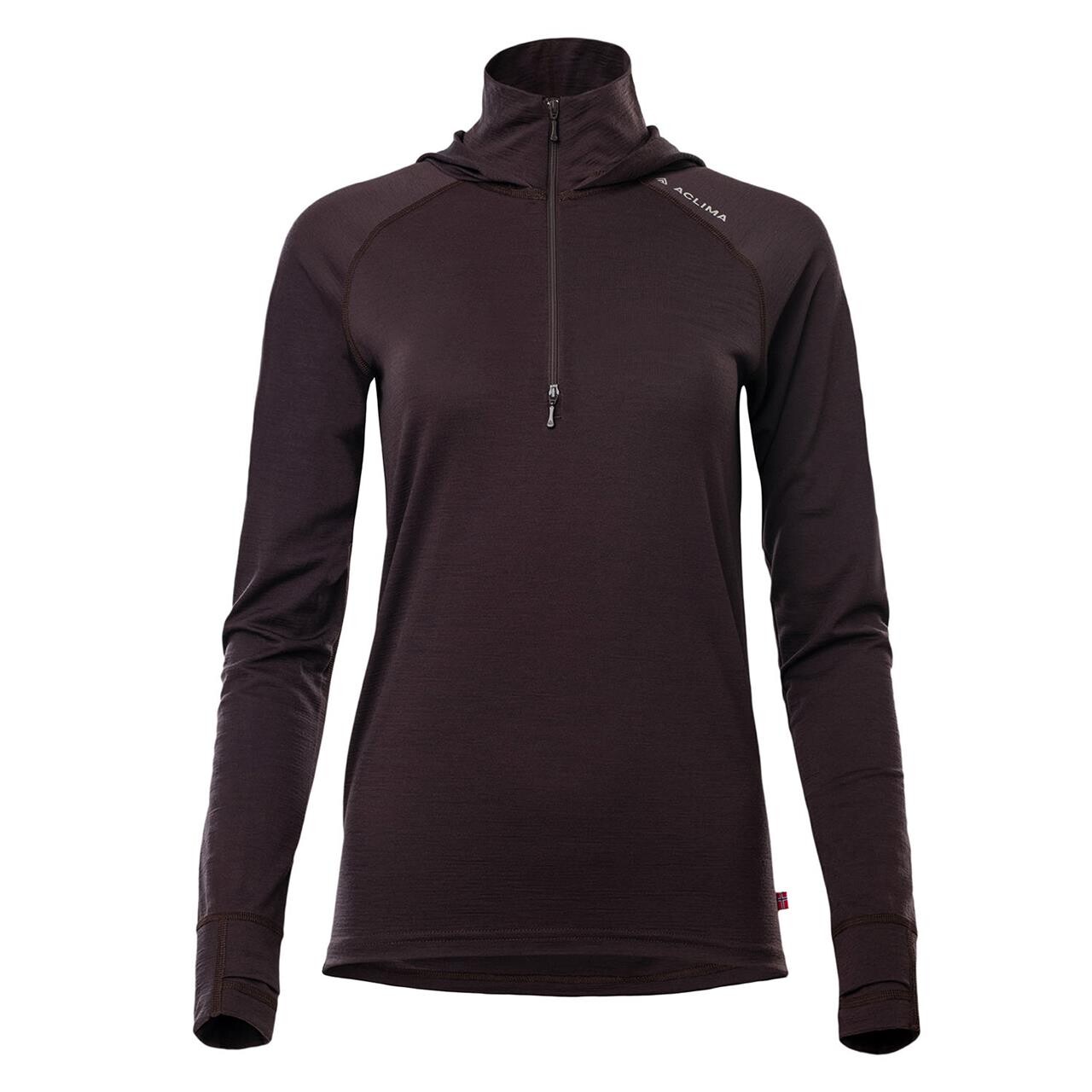 Aclima Womens Lightwool 180 Hoodie Lilla Chocolate Plum