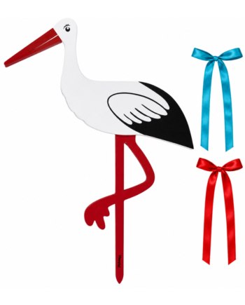 Fødselsstork Træ Med Rødt Blåt Bånd Magni
