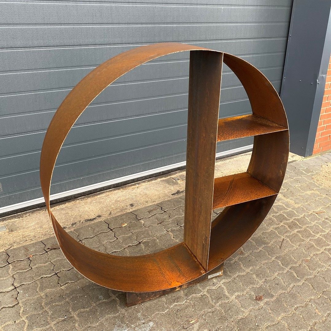 Fritstående BrÆndeskjul Diameter 127cm Rust Med Skillerum
