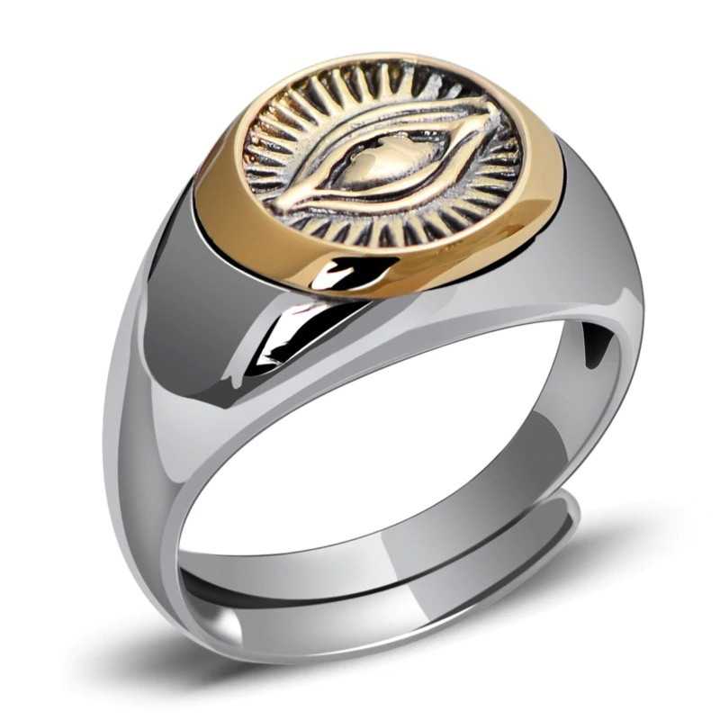 Herrering Med 925 Sterling Sølv Eye Providence Ring Alt Seende Øje Frimurer Ring One Size