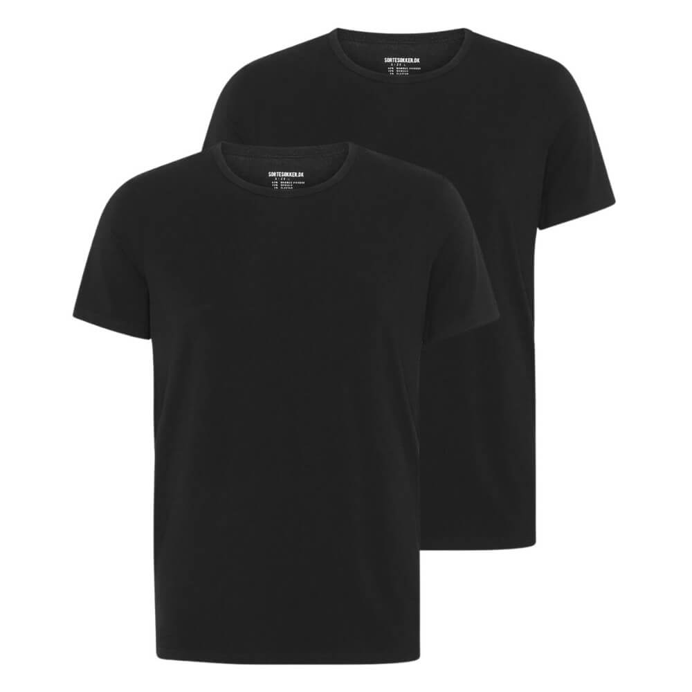 Pak Sort Bambus Tee Shirt Til Mænd Str Medium