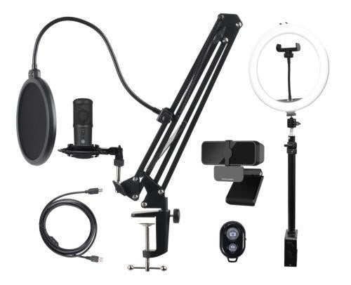 Streaming Kit Microphone Webcam Ring Light Geekd