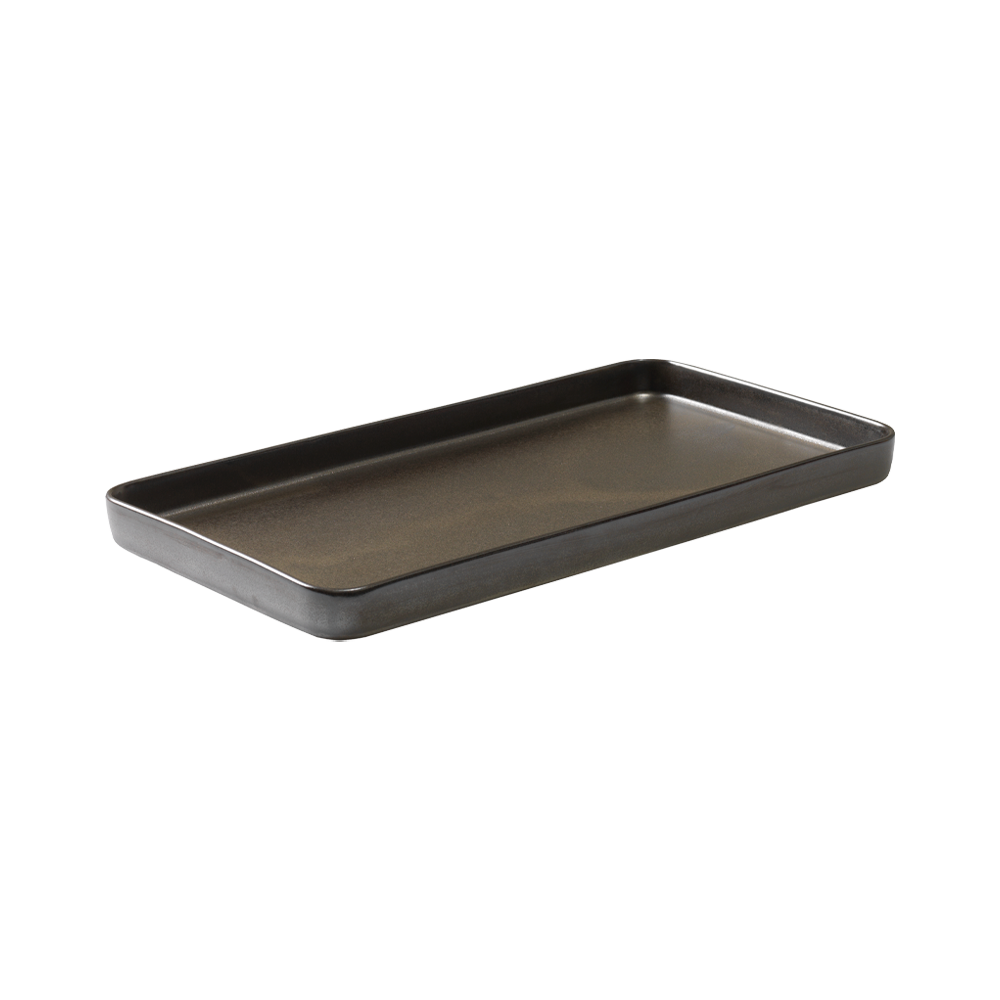 Raw Rektangulært Fad Metallic Brown