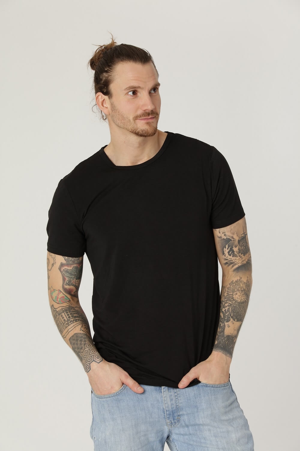 Sort Bambus Tee Shirt Til Mænd Str