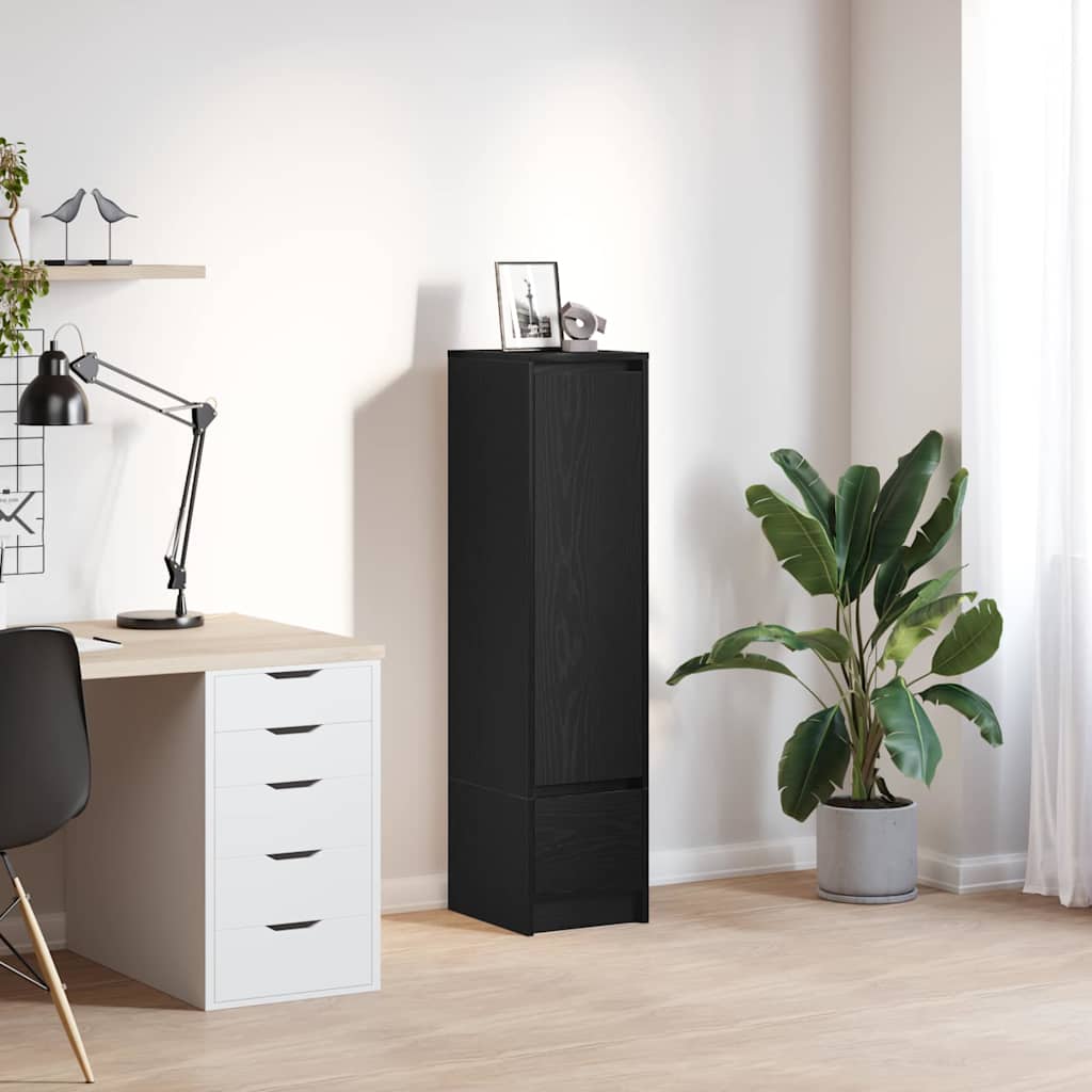 Højskab 5x34x119 Konstrueret Træ Sort
